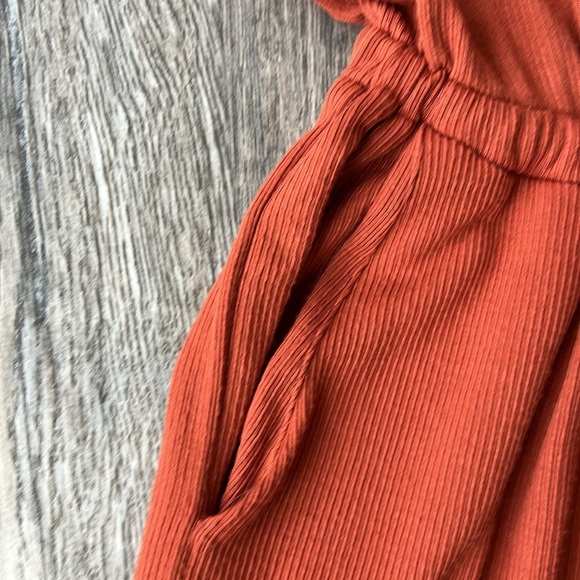 All In Favor Jumpsuit Orange Romper Jumpsuit Size Extra Small High Neck Pockets - Picture 5 of 12